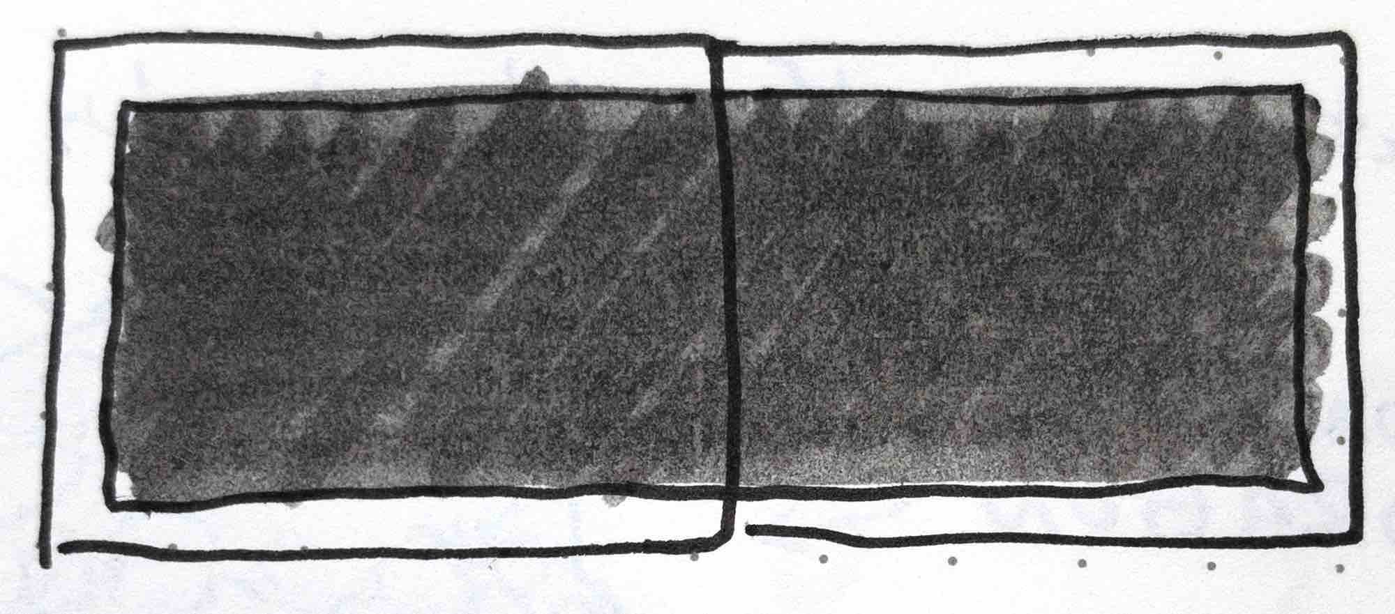 Fig. 2 - Sketch from my notes of a single panel, full-spread layout of artwork in David Wiesner’s children’s book, Tuesday.