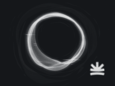A black and white illustration by Kris Black showing the Ghost CMS and Magic Pages logos in a half-tone design.